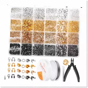 2160 Pieces Jewelry Making Kit with Crimp Beads, Covers, Tubes, Jump Rings, Wire - Picture 1 of 7