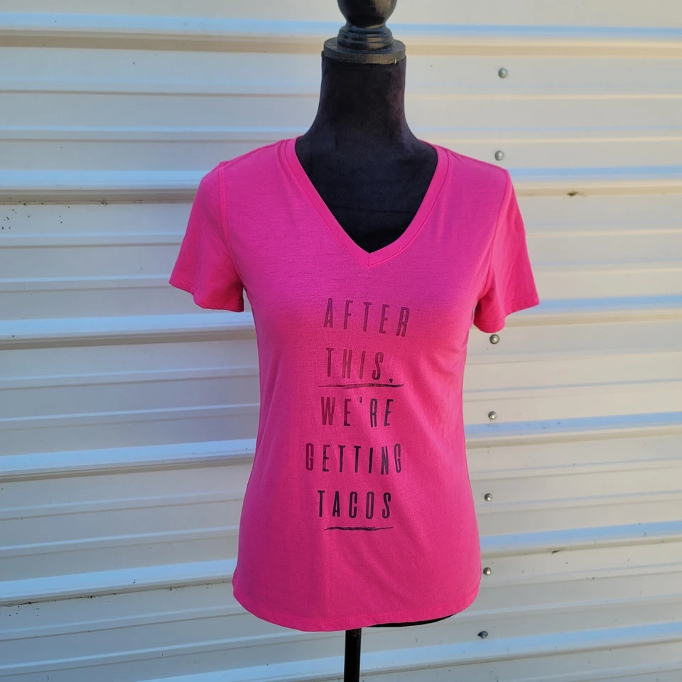 Camiseta Top Athletic Works Mujer Rosa Después de Esto Estamos Getting Tacos S (4-6) Foto 1 de 4