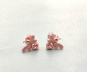 Bienen Ohrringe mit Zirkonsteine besetzt mit weißen Schachtel 1,2cm in Rosegold - Bild 1 von 4