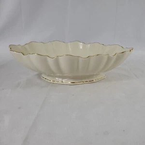 Lenox Symphony 11" Scalloped Oval Centerpiece Serving Bowl Gold Trim - Free Ship - Picture 1 of 6