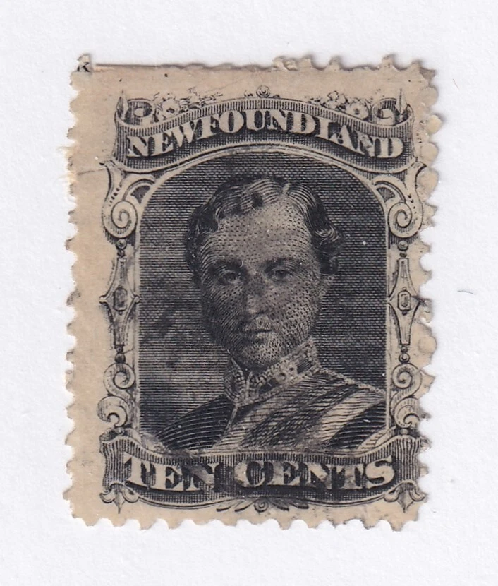 MATT'S STAMPS SCOTT NEWFOUNDLAND #27 PRINCE ALBERT 10-CENT 1865-94, USED CV$60 - Image 1 of 3