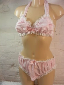 sissy pink COTTON bra panties set underwear top mens lingerie knickers OR WOMEN - Picture 1 of 5