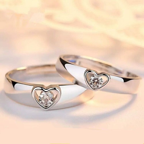 Adjustable Love Heart Ring - 925 Sterling Silver With Crystal, Women's Jewelry Gift 8 thumbnail image