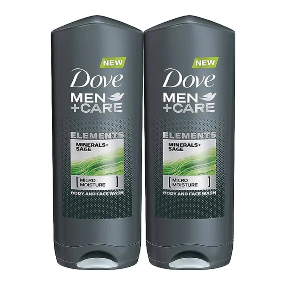 3x Dove Men Care Elements Minerals Sage Micro Moisture Body & Face Wash
