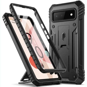 For Pixel 6 Case 5G | Poetic with Kickstand Built-in-Screen Rugged Cover Black - Picture 1 of 7