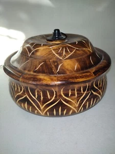 Wooden Handmade Casserole Chapati Box Roti Box Hotpot Hot Case Serving Container - Picture 1 of 2