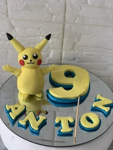 EDIBLE Pikachu Personalized CAKE TOPPER. DECORATION. - Picture 1 of 5
