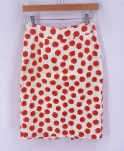 Corey Lynn Calter Anthropologie Red Polka Dot Pencil Skirt Sz 2 Retro Art Chic - Picture 1 of 6