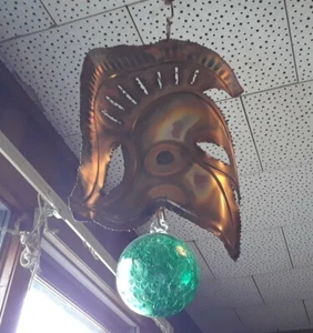Copper Trojan Soldier With Green Glass Ball Ceiling Hanging Home Decor - Picture 1 of 5