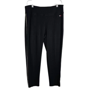 TOMMY HILFIGER SPORT Casual Leggings Pants BLACK size XL Athleisure Gym Academia - Picture 1 of 9