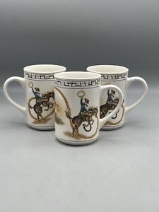Vintage American Atelier Cowboy Mugs Set Of 3