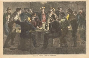 Harper's Weekly: "Diamond Mining Gambling at Night" - Picture 1 of 1