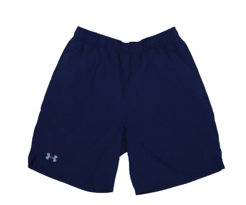 Pantaloncini sportivi Under Armour da uomo blu vestibilità sciolta vita cordino abbigliamento attivo L