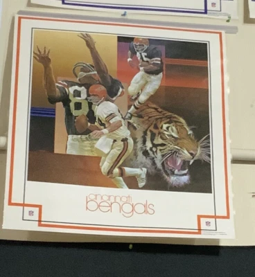Vintage NFL CINCINNATI BENGALS Football Poster USA Made 1979 DAMAC Laminated - Image 1 of 4