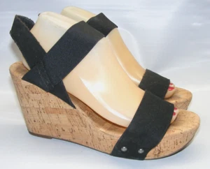 Lucky Brand Womens Size 10 M Black 4" Wedge Platform Heels Cork Sandals Shoes - Picture 1 of 12