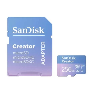 SanDisk Creator 256GB UHS-I Class 10 MicroSDXC Memory Card and Adapter - Zdjęcie 1 z 4