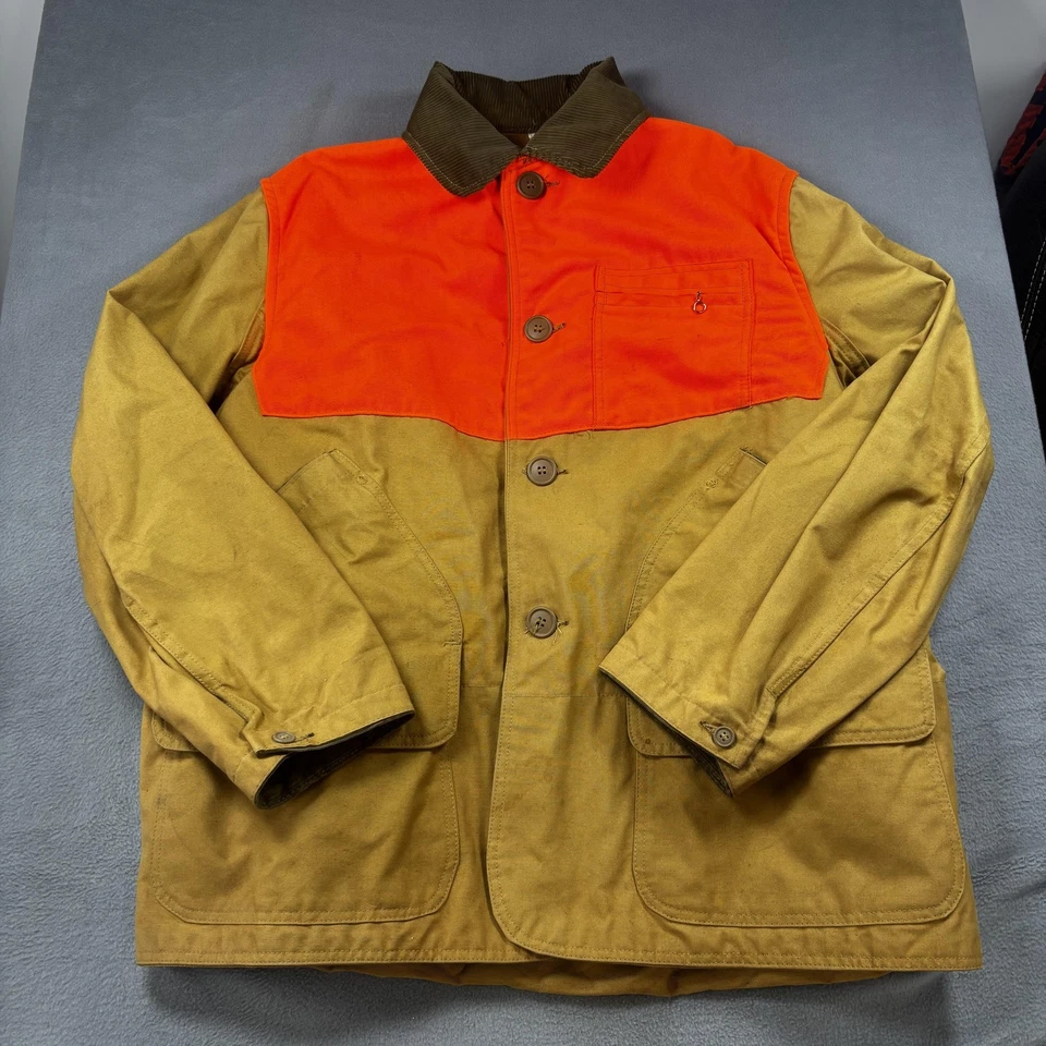 Chaqueta de Caza LL Bean De Colección Para Hombres Grande Bronceado Naranja Lona Juego Abrigo Upland Años 80 Foto 1 de 4