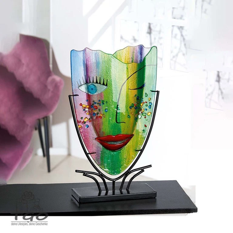 Gilde Glasart Deko Designvase Gesicht Face AMOUR auf Ständer (#419 S) - Bild 1 von 1