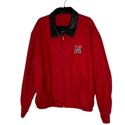 Chaqueta Golden Bear Nebraska Huskers Cuello Cuero Lana Roja XXL EE. UU. De Colección Foto 1 de 4