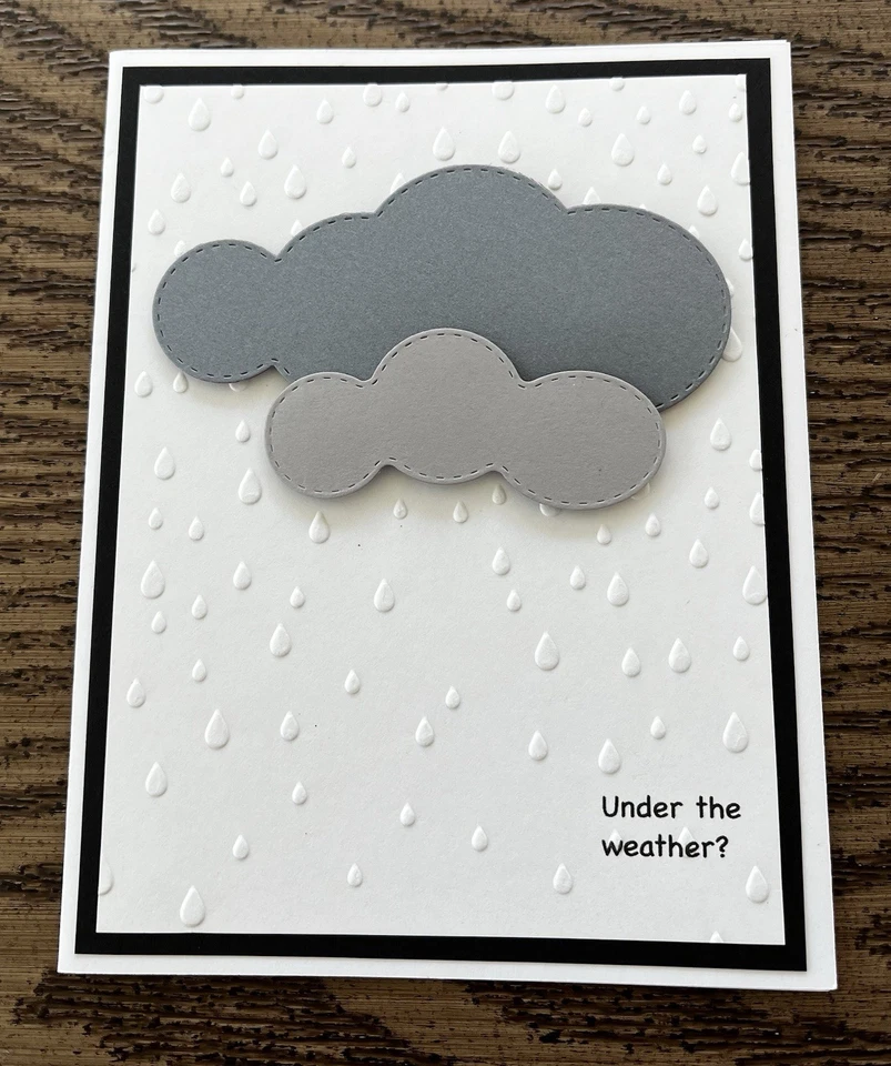 Handmade Get Well Soon Greeting Card~Under The Weather? Clouds Rain - Image 1 of 1