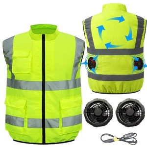 Cooling safety vest for Men Women,Air Conditioned Wearable Fan Cool reflectiv... - Picture 1 of 6