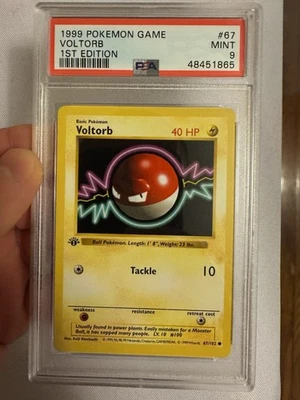 1999 Pokemon - 1st Edition Shadowless Voltorb Base Set 67/102 - PSA 9 Mint! WOTC - Image 1 of 4