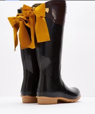 Auténticas botas de agua Joules Eveden de Londres lazo negro y dorado/amarillo Foto 1 de 4