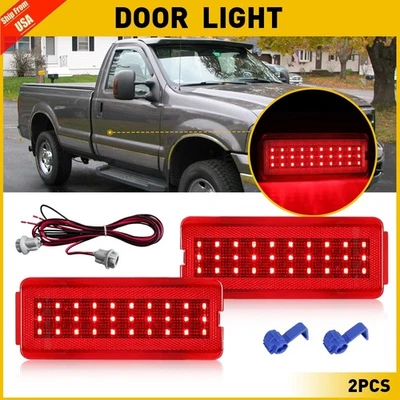2Pcs Inside Door Reflector Light Red Fit For 1999-2007 Ford F250 F350 F450 F550 Foto 1 de 4