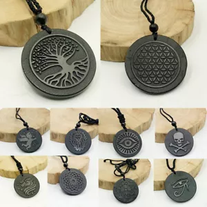 Natürlicher Schungit Stein Anhänger Schnitt Original Reiki Heilung Kristall Russland Geschenk - Bild 1 von 29