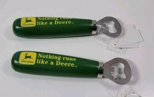 John Deere Nothing Runs Like A Deere Wooden Bottle Opener-Lot Of 2 - Picture 1 of 2