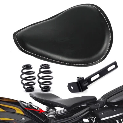 Asiento con soporte de resorte de cuero para motocicleta de 3" para Harley Chopper Bobber personalizado Foto 1 de 4