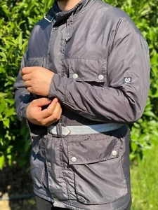 Vintage 98 Rider Belstaff Motorcycle Biker Metallic Jacket Coat Belted Size 44 S - Picture 1 of 17