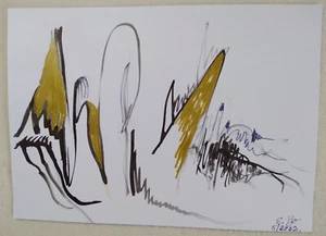 Originalgrafik  NO 8   Zeichung Grafik Tusche Gold  surreal  30 x 21 cm o.R. - Bild 1 von 2