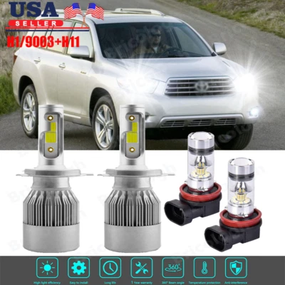 Kit combinado de faros antiniebla LED H4 H11 4x para Toyota Highlander 2008 2009 2010 Foto 1 de 4