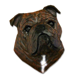 Bulldog Head Plaque Figurine Brindle - Picture 1 of 1