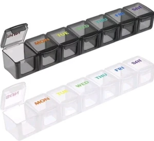 Weekly Pill Organizer Travel Pill Organizer 7 Day Large Compartments - 2 Pack - Picture 1 of 6