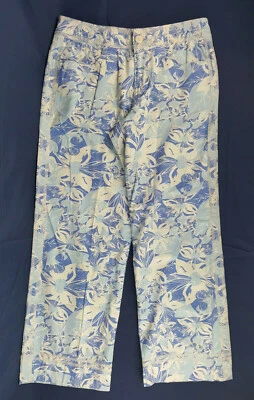 Pantalones de mujer talla 4P Capri tobillo azul floral algodón tiro medio Sigrid Olsen 29x26" Foto 1 de 4