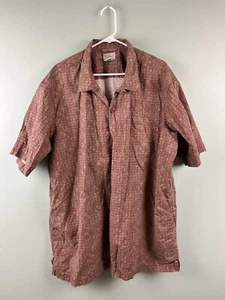 LL Bean Shirt Mens Red Brown Geo Hawaii Tribal Tropics Camp Button Loop XXL Tall - Picture 1 of 6