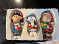 Kurt S. Adler Peanuts Snoopy Christmas Ornament Trio Set In Box Charlie Brown