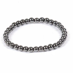 Native Hematite Semi-Precious Gemstone Elastic Cord Bracelet Healing Energy - Picture 1 of 1