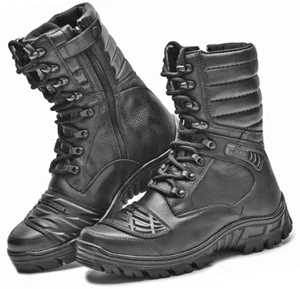 Botas de motociclista de combate de cuero negro botas militares tácticas para hombre caza - Imagen 1 de 8