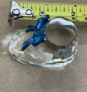 SMALL GLASS BOY BABY BOOTIE 1" TALL 2" LONG - BABY SHOWER GIFT - NEW - Picture 1 of 6