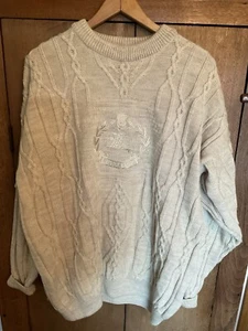 Vintage Burberry Cable Knit 100% Wool Sweater Men's Size M Made In England - Picture 1 of 15