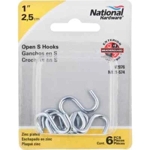National Hardware 1" 2,5cm open S hooks V2076 N121-574 Steel Zinc Plated - Picture 1 of 1