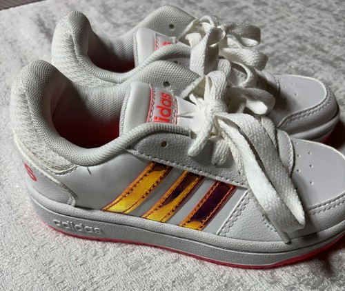 Sneakers Adidas Hoops 2.0 per bambina taglia 11 bianche e rosa cangianti