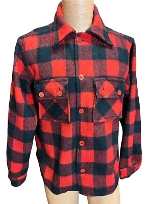 EUC Vtg 60s Wool Shirt Jacket Buffalo Plaid Mens L Minnesota Woolen Hunting Coat - Image 1 of 4