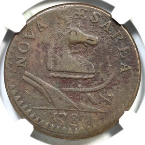 1787 M 44-d R-3 NGC XF Details No Plow Sprig New Jersey Colonial Copper Coin - Picture 1 of 3