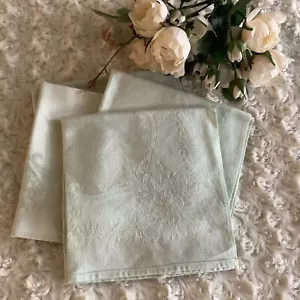4 vintage floral Damask jacquard mint green thin napkins 13.5X13.5" cottagecore - Picture 1 of 8