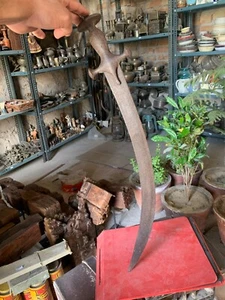 1800s Old Rare Antique Handcrafted Solid Iron Indian Sword Talwar Collectible - Picture 1 of 12