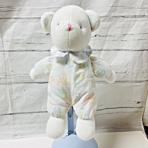 Oso de peluche blanco bebé Carters Prestige peluche animal de peluche ABC sonajero de colección - Imagen 1 de 7